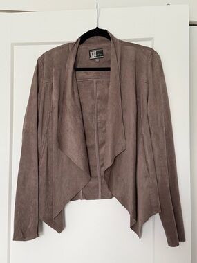 Kut from the Kloth Taupe Draped Faux Suede Blazer